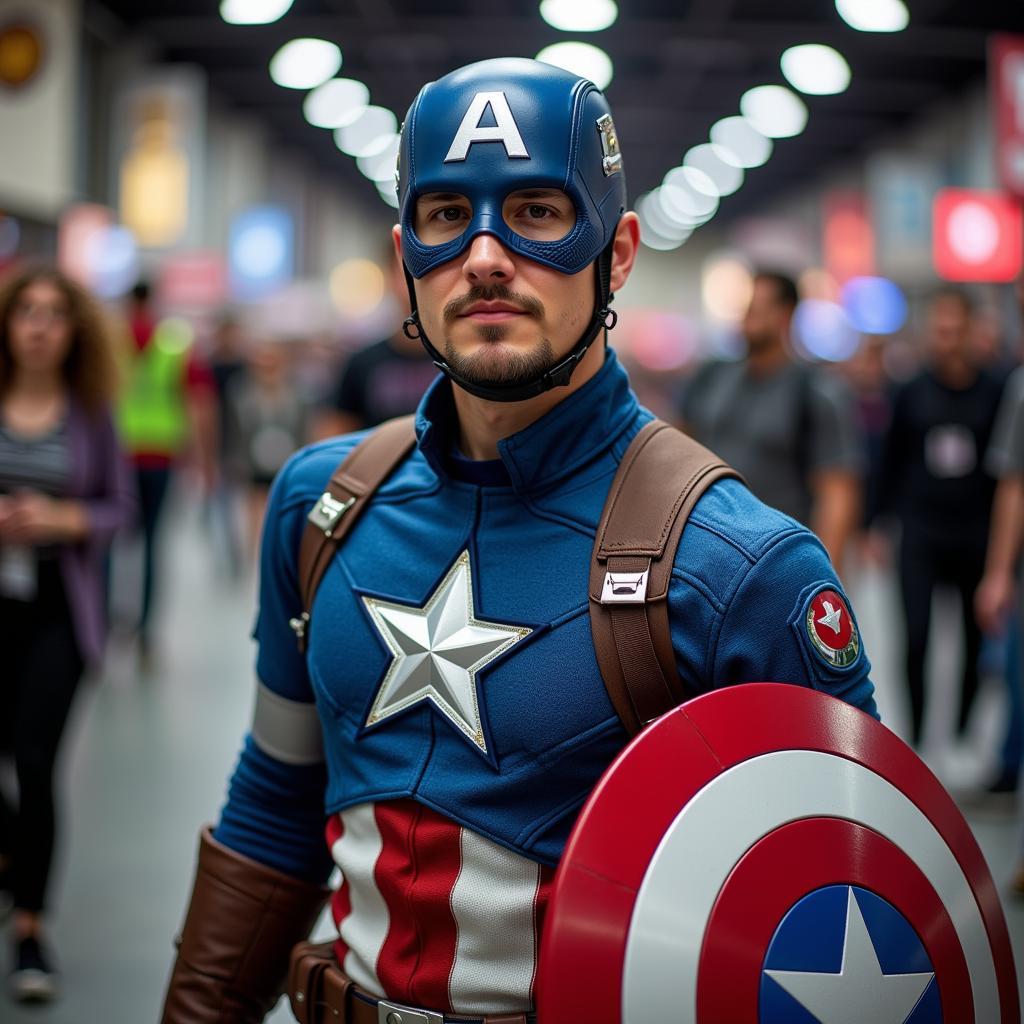 Fan Cosplaying Captain America