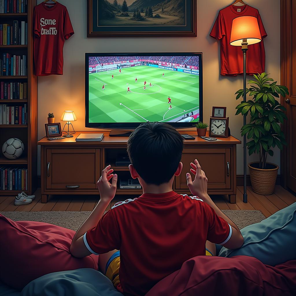 Fan Cứng Chế Watching Football on TV