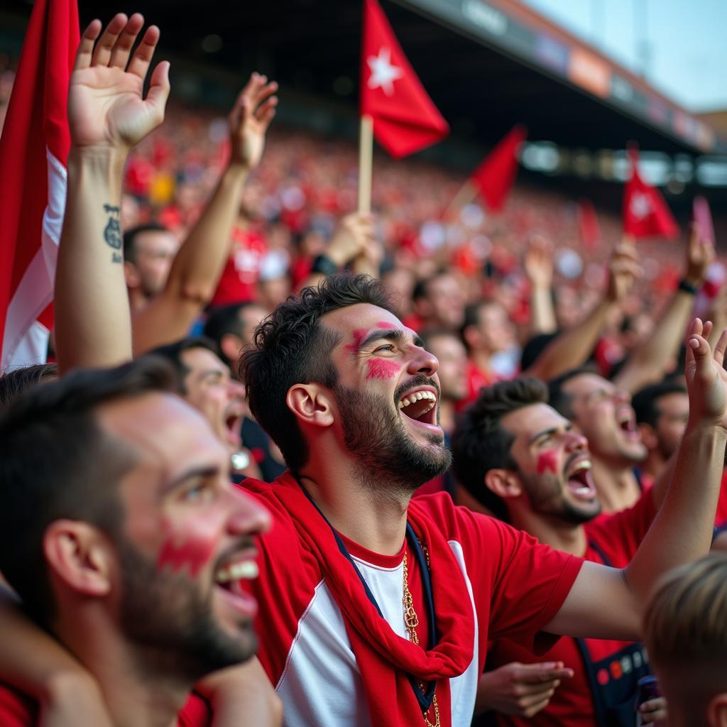 Passionate Football Fans Cheering for their Team