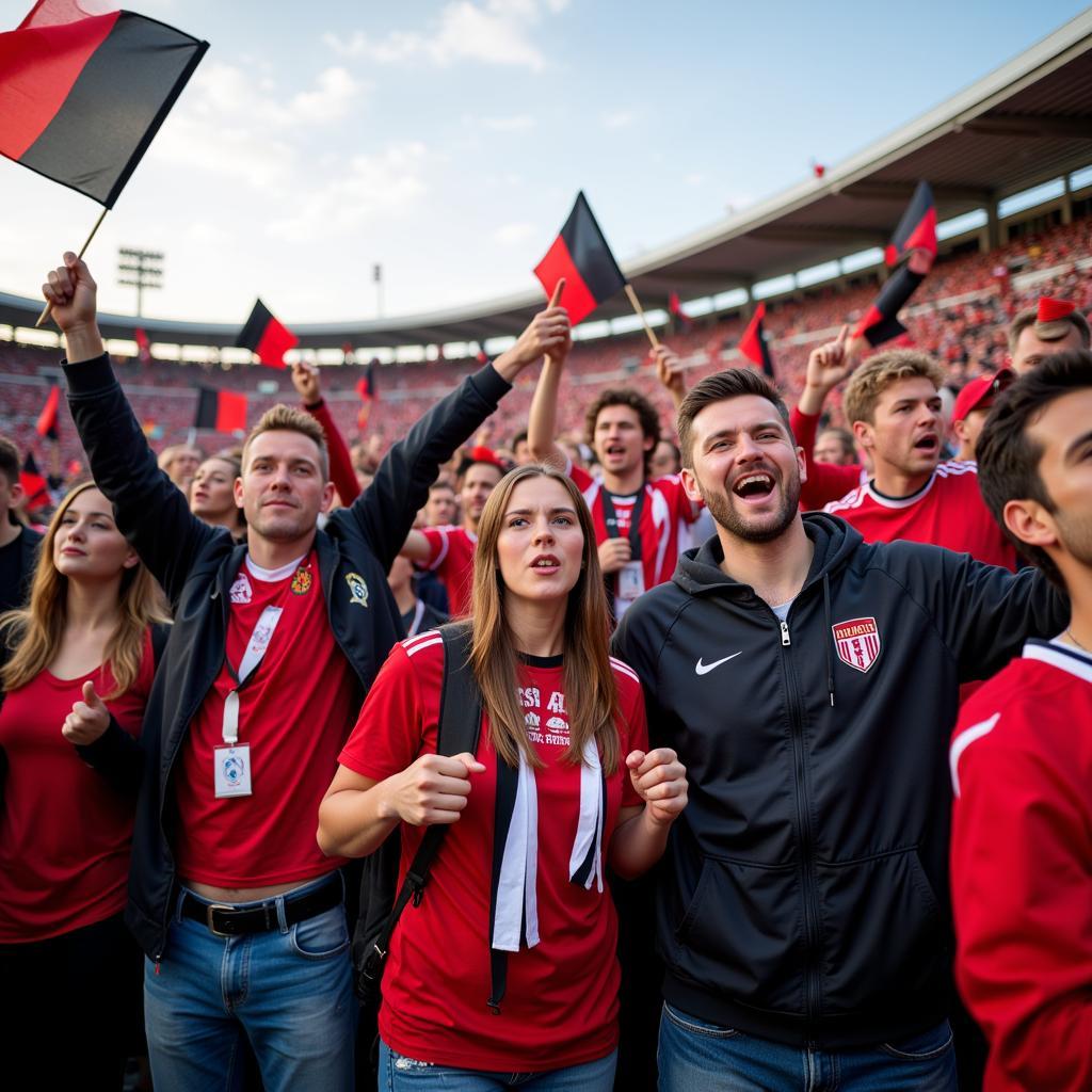 Fans celebrating before an away game