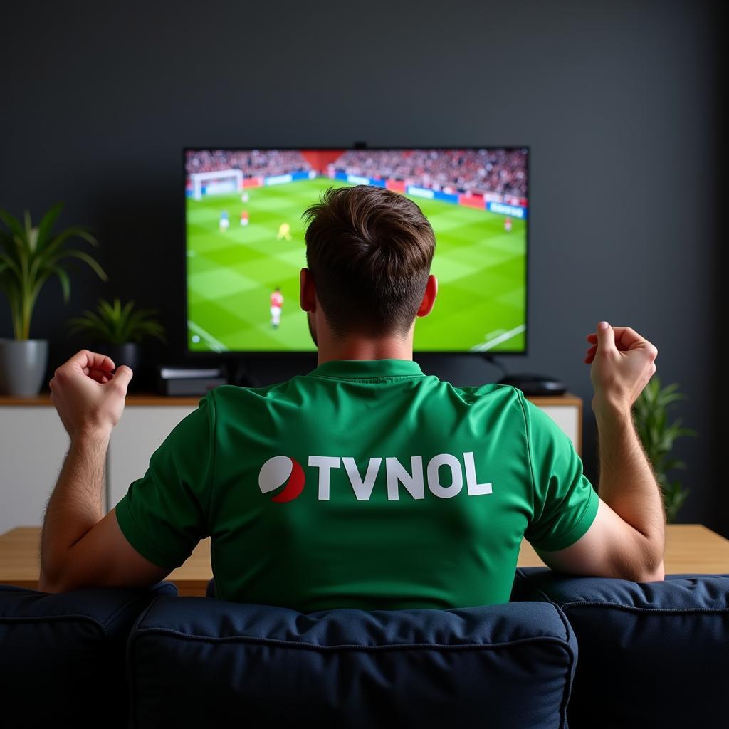 Fan watching a football match online via TTVNOL