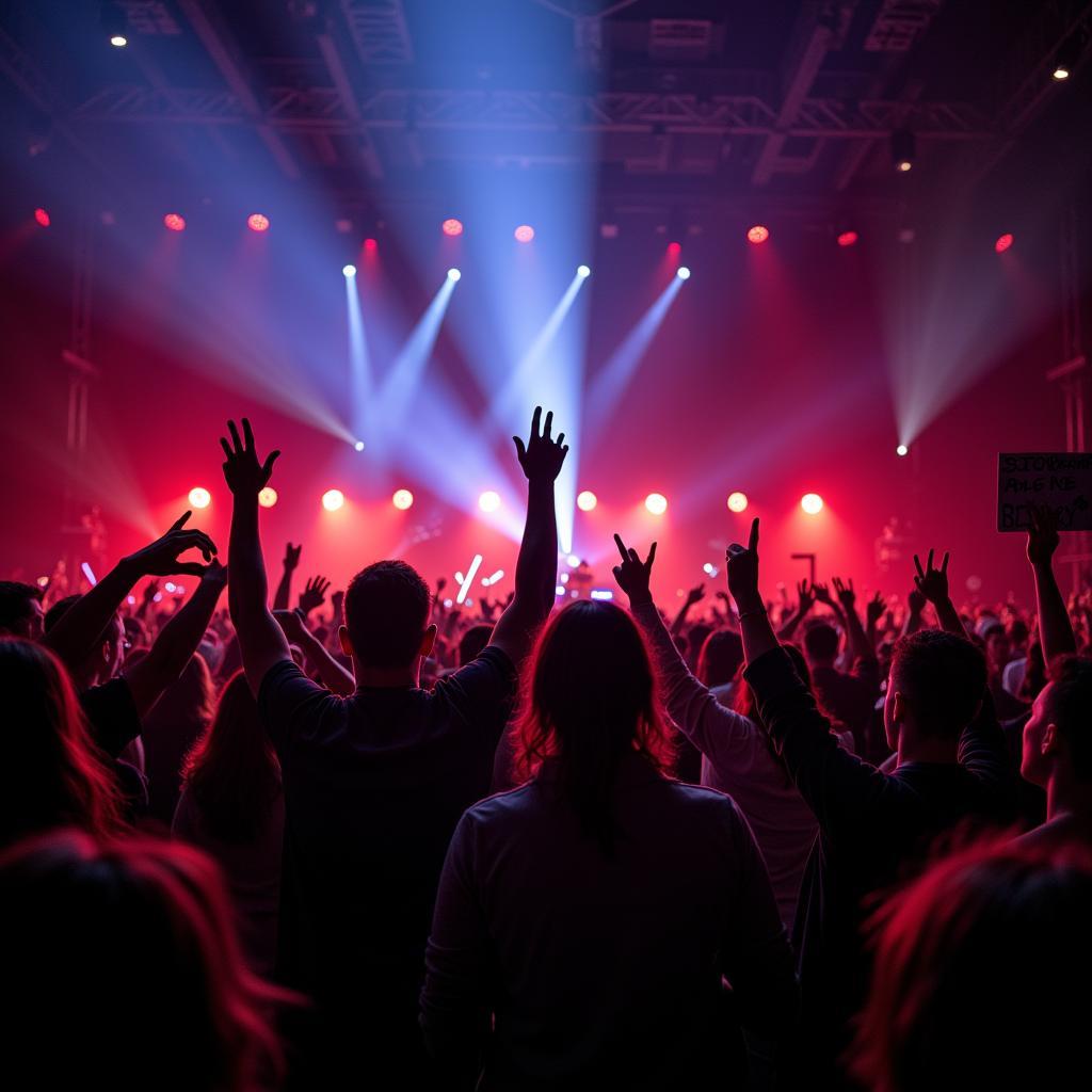 Fans cheering at a concert