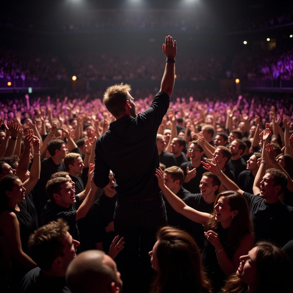 Fans connecting with their idol at a concert