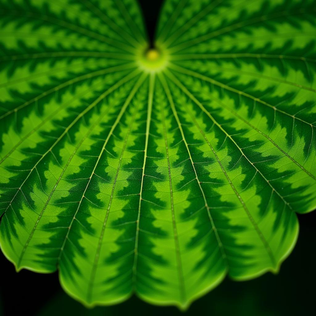 Close-up of a Fan Leaf Showing its Intricate Vein Structure