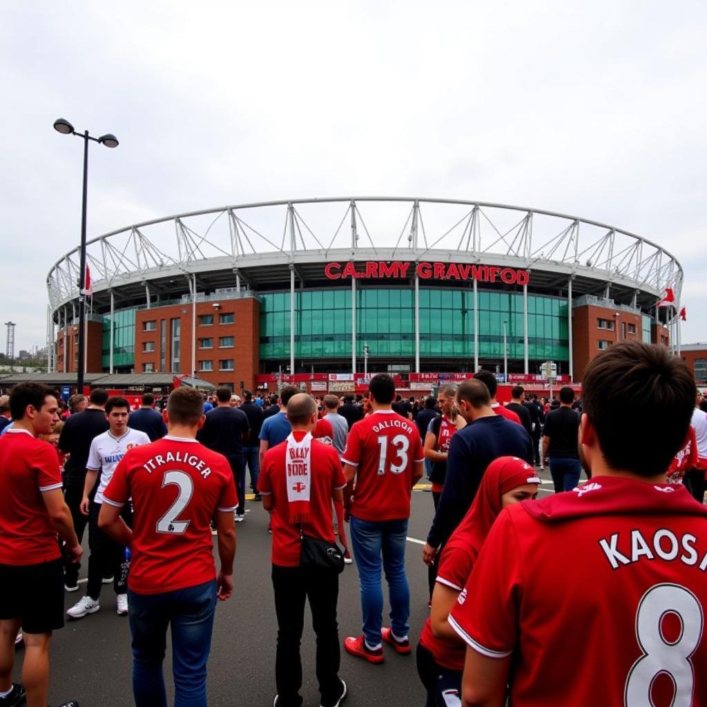 Fans outside Old Trafford before a match