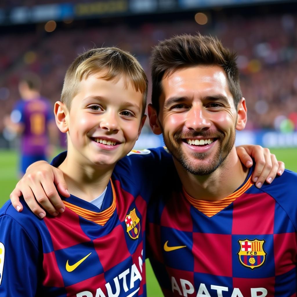 Fan Meeting Lionel Messi for a Photo