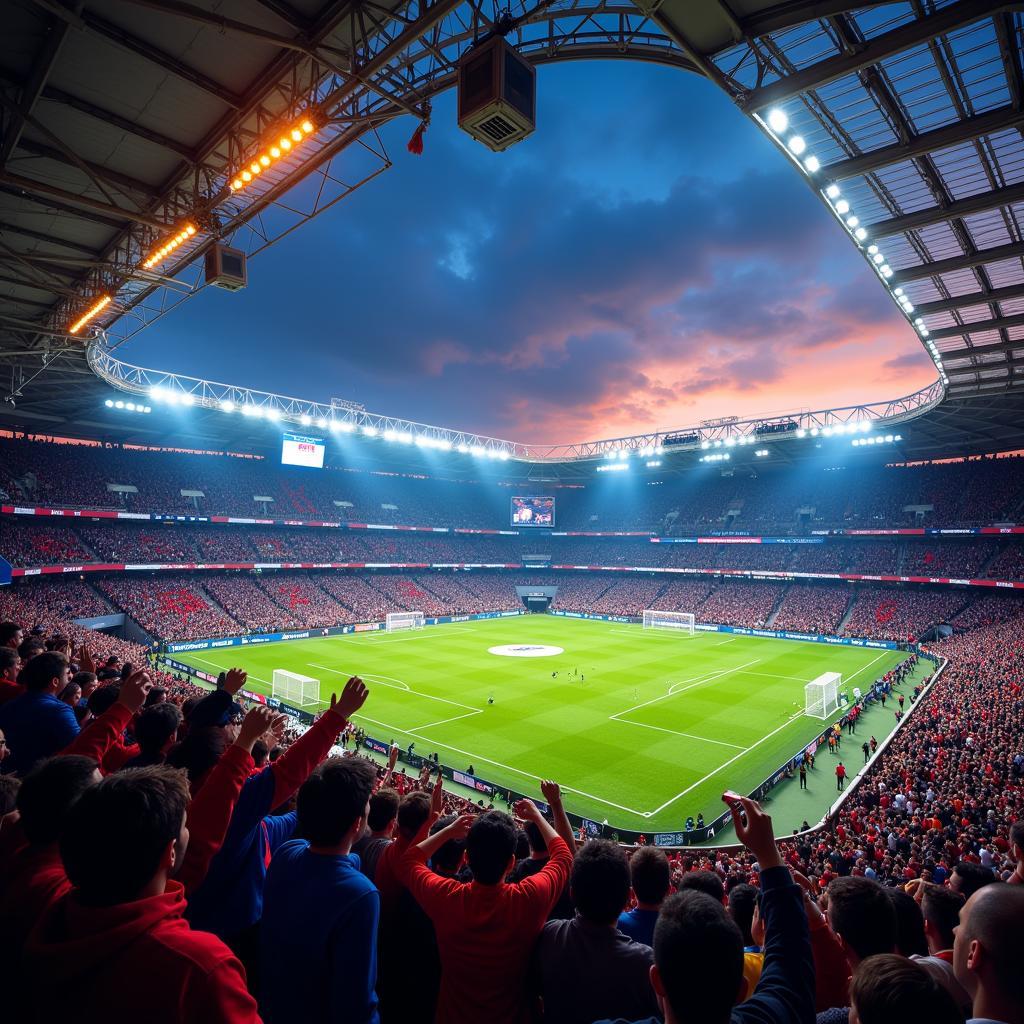 Crowded Stadium with Fans Cheering