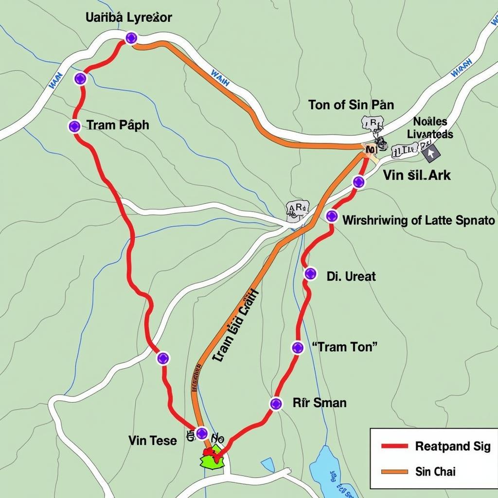 Map of Fan Si Pan Trekking Routes