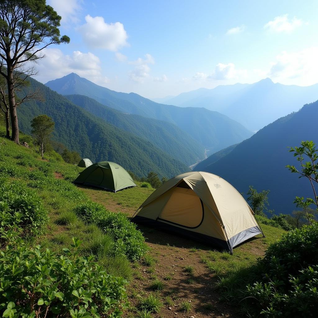 Campsite on Fan Si Pan during a two-day trek