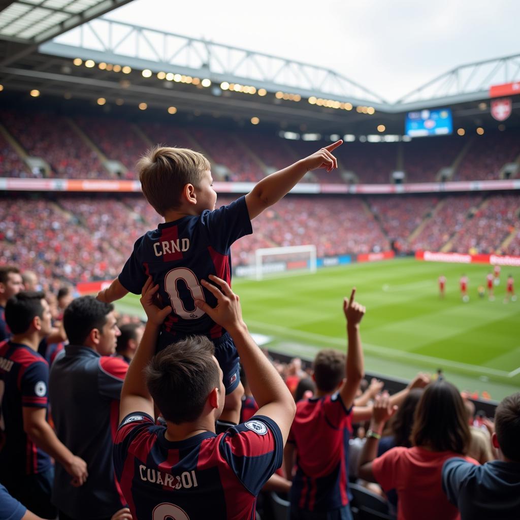 Parent and Child at a Football Stadium