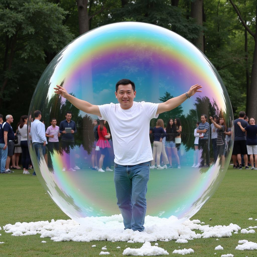 Fan Yang Breaking a Guinness World Record with a Giant Bubble