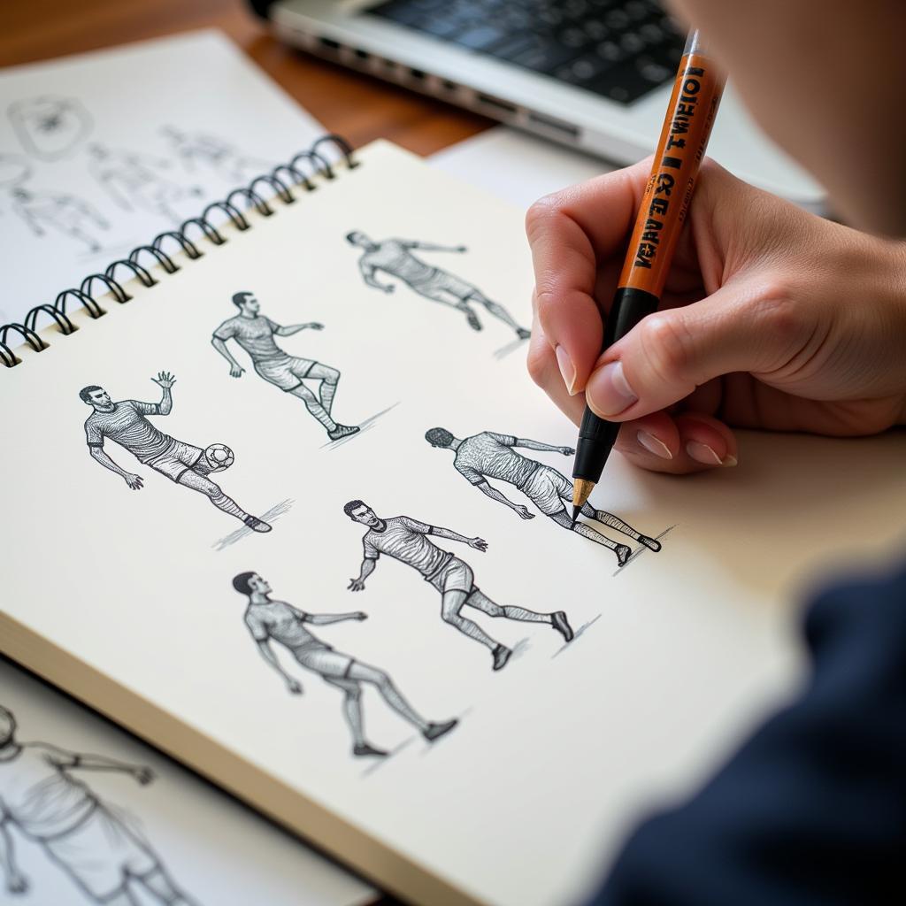 Fan Zeng Sketching Football Players