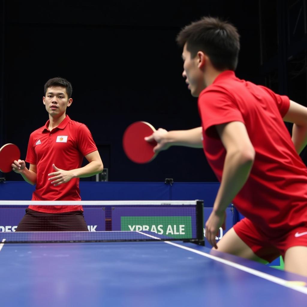 Fan Zhendong and Lin Yun-Ju in an Intense Rally