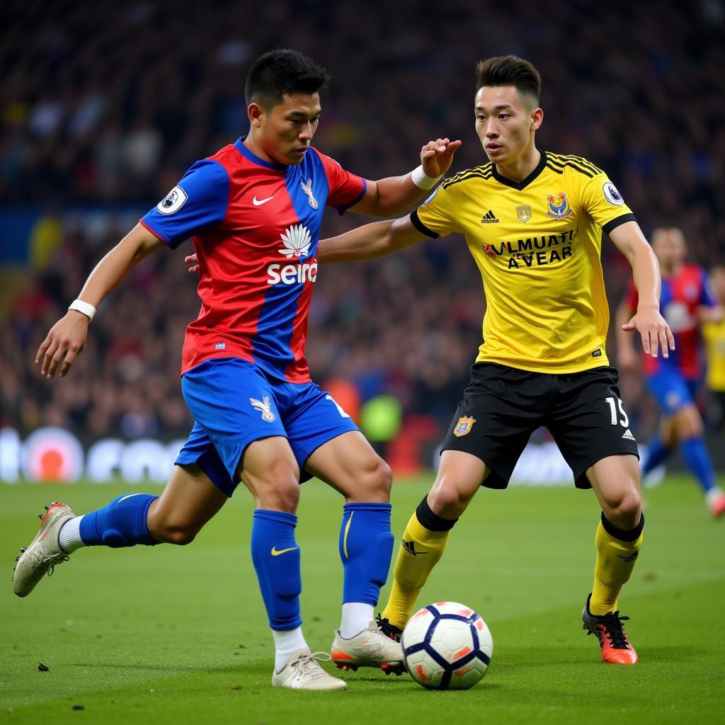 Fan Zhiyi defending for Crystal Palace