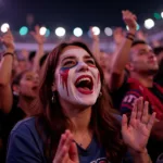 Fanatical Fan Cheering at a Concert