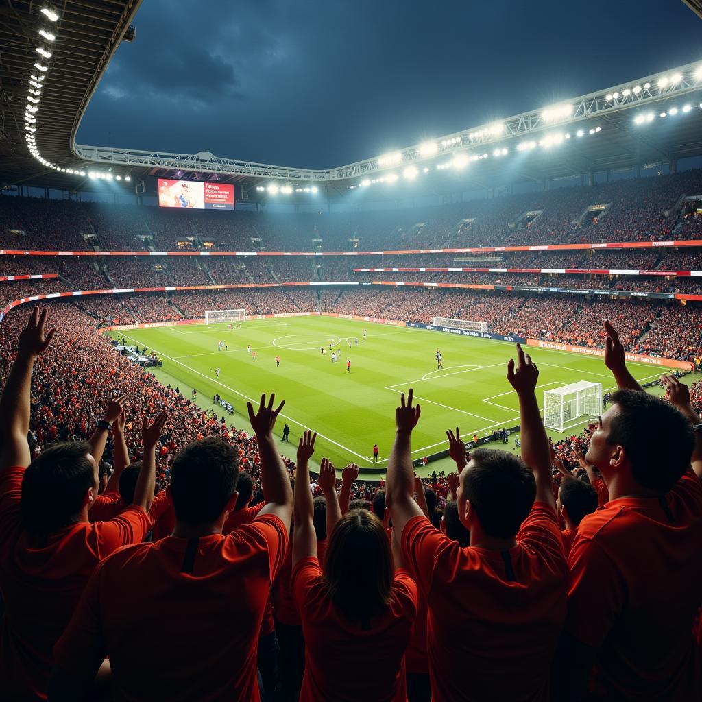 Fans Celebrating a Goal at the Stadium