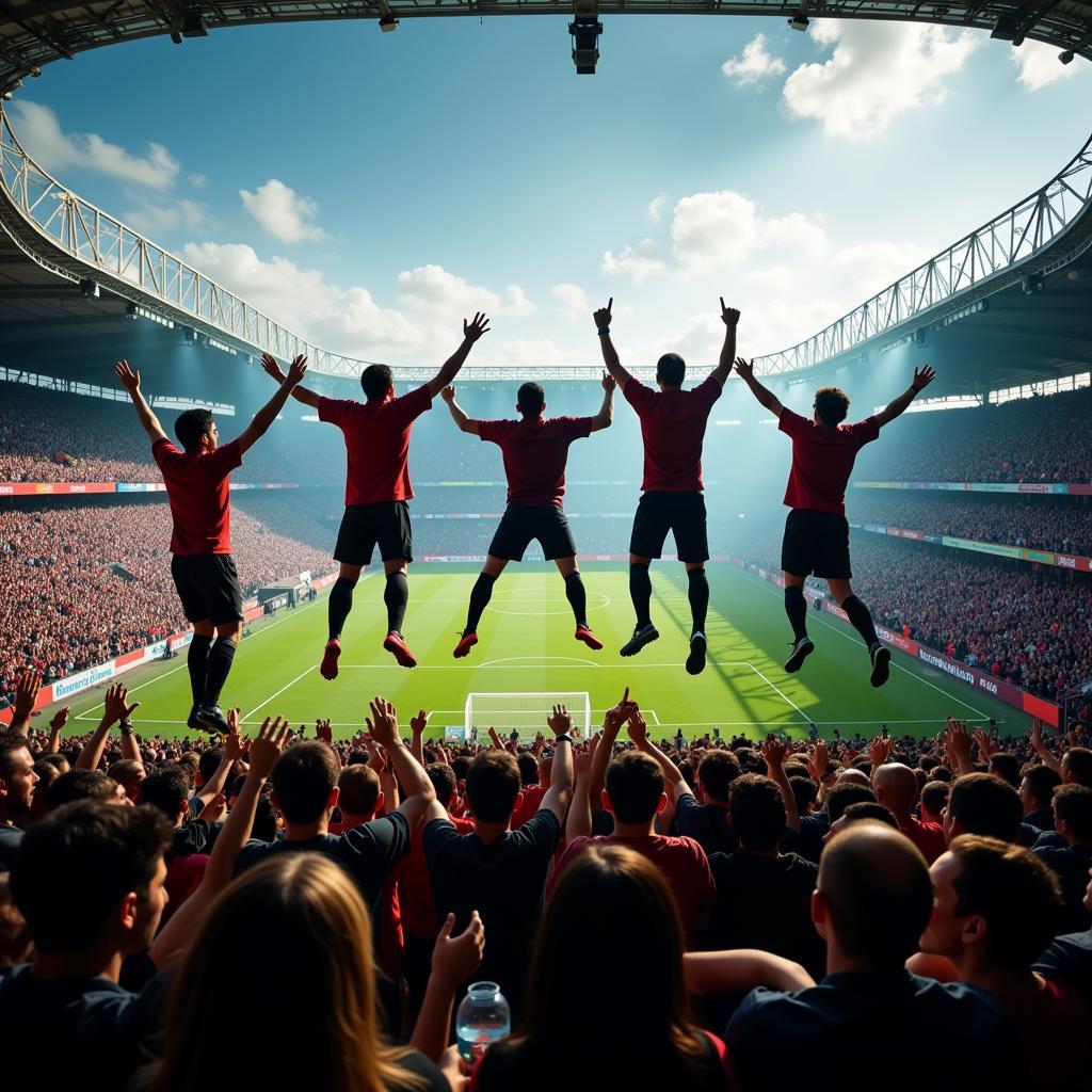 Fans Celebrating Together in a Stadium