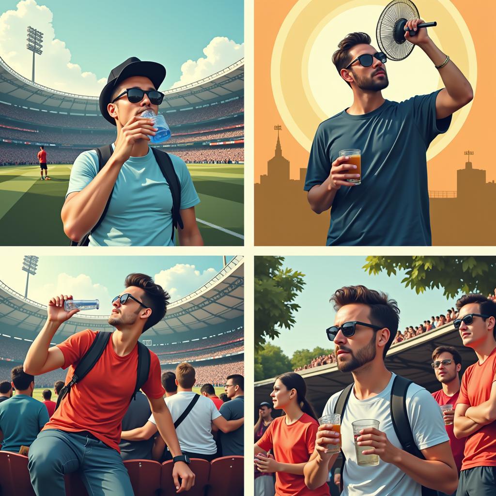 Fans Cooling Down at a Football Match