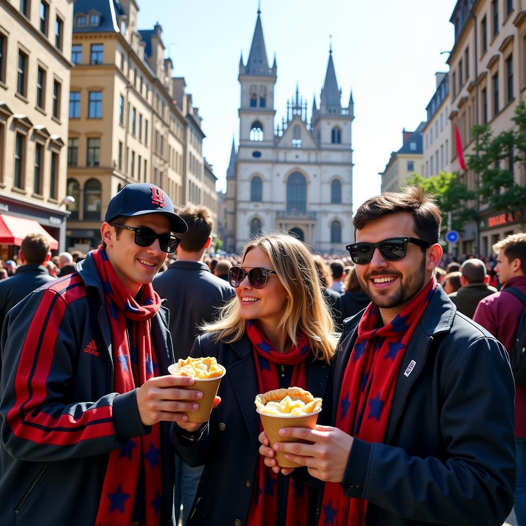 Fans Exploring Host City After a Match