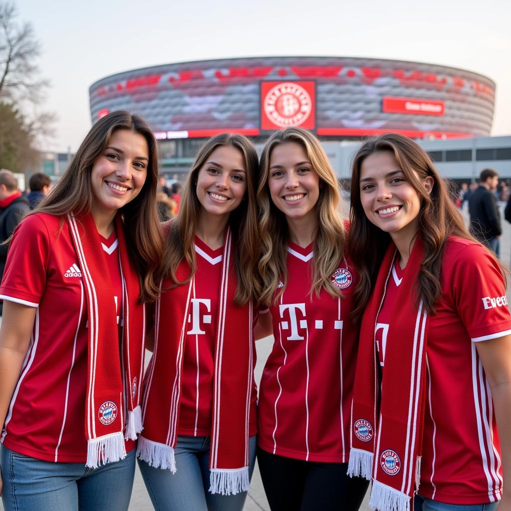 Group of fans girls at the Allianz Arena