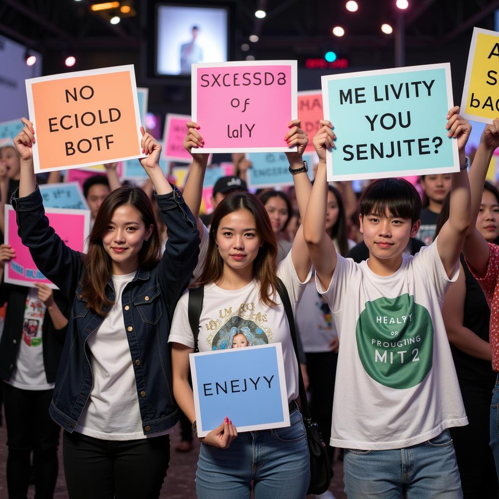 Fans Holding Banners in Support of their Idol