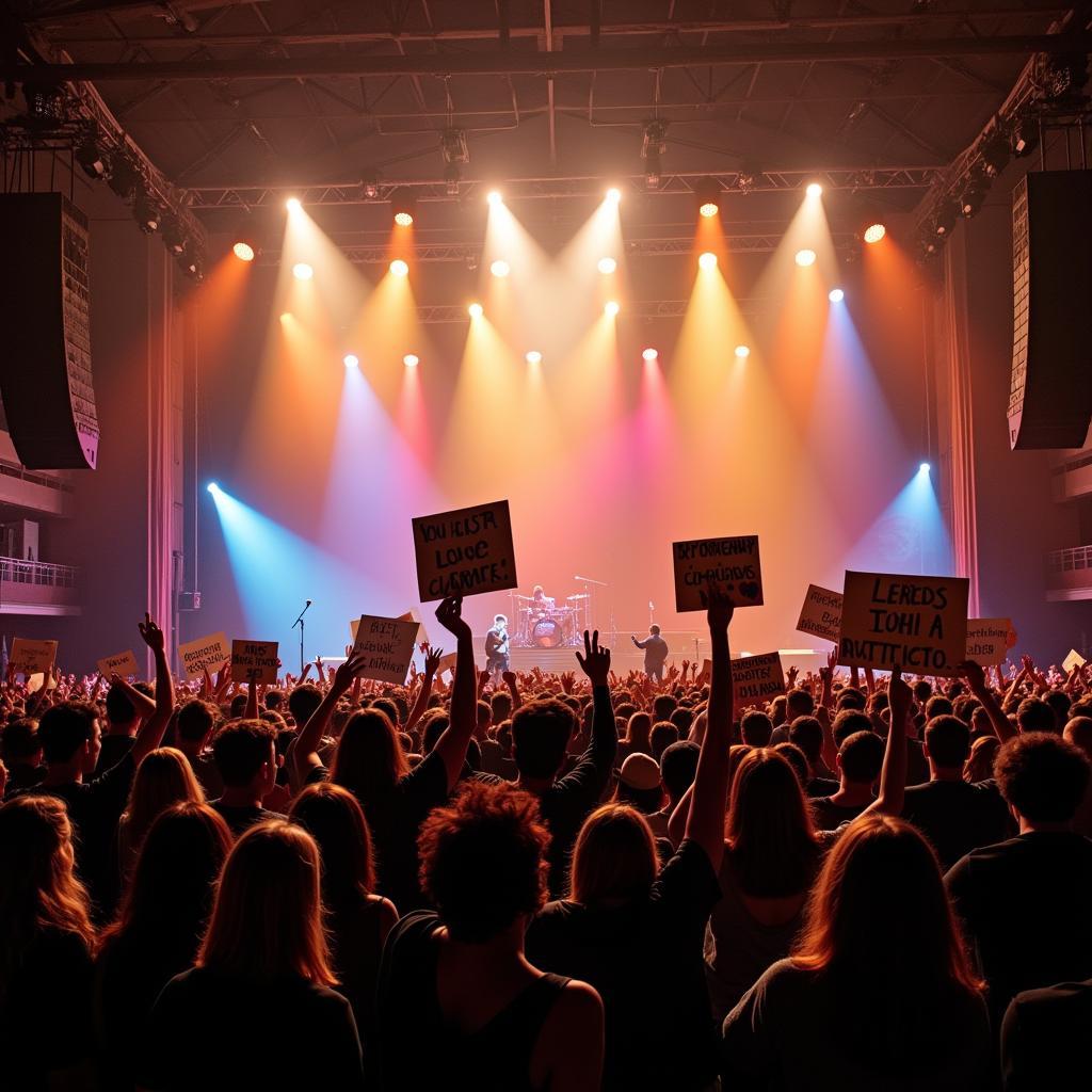 Fans Holding Concert Banners