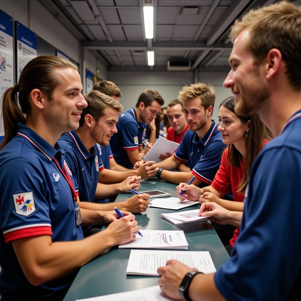 Fans meeting players at a special event