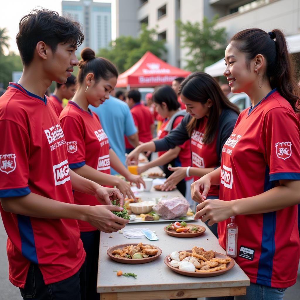 Fans Supporting Their Team at a Charity Event