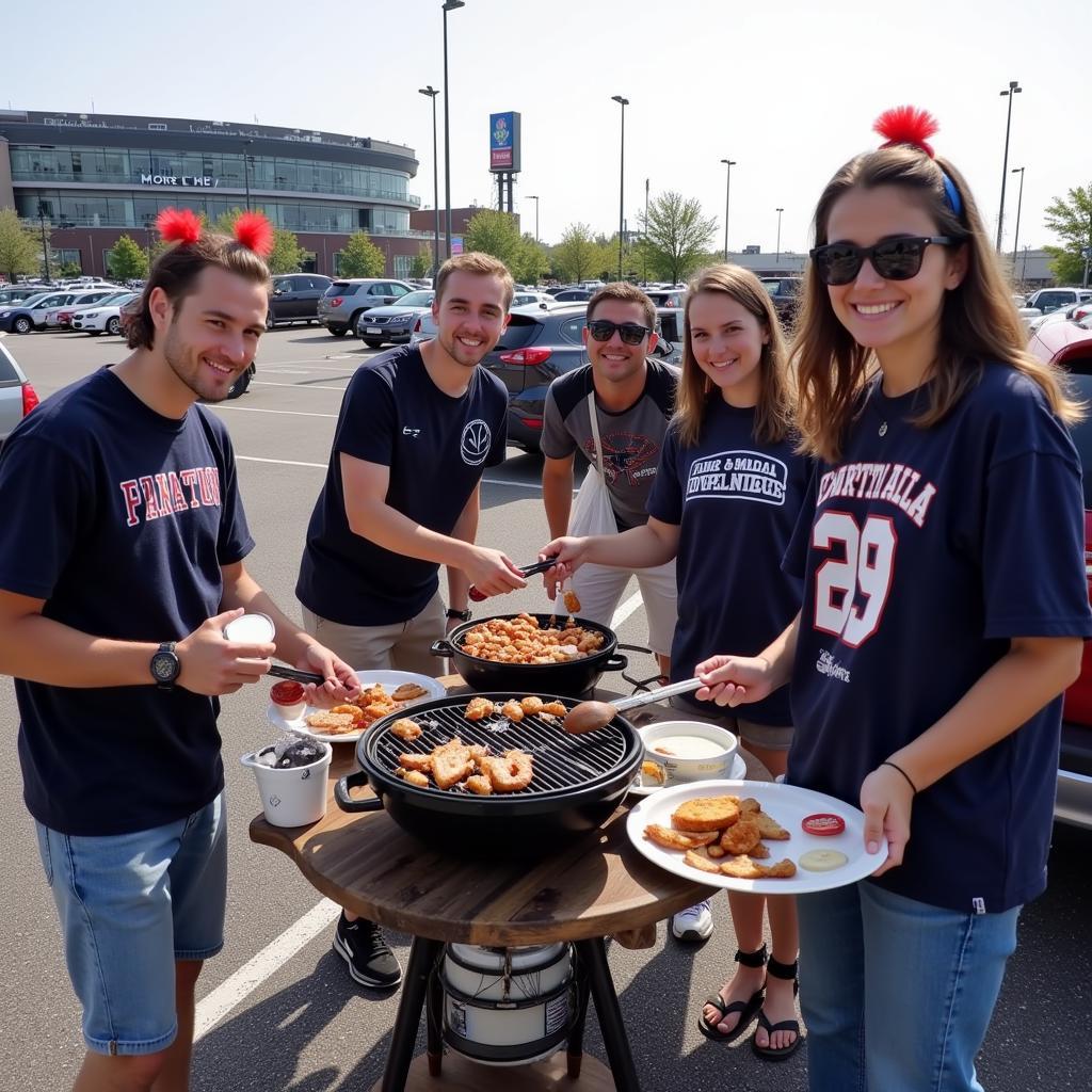 Fans tailgating before a game