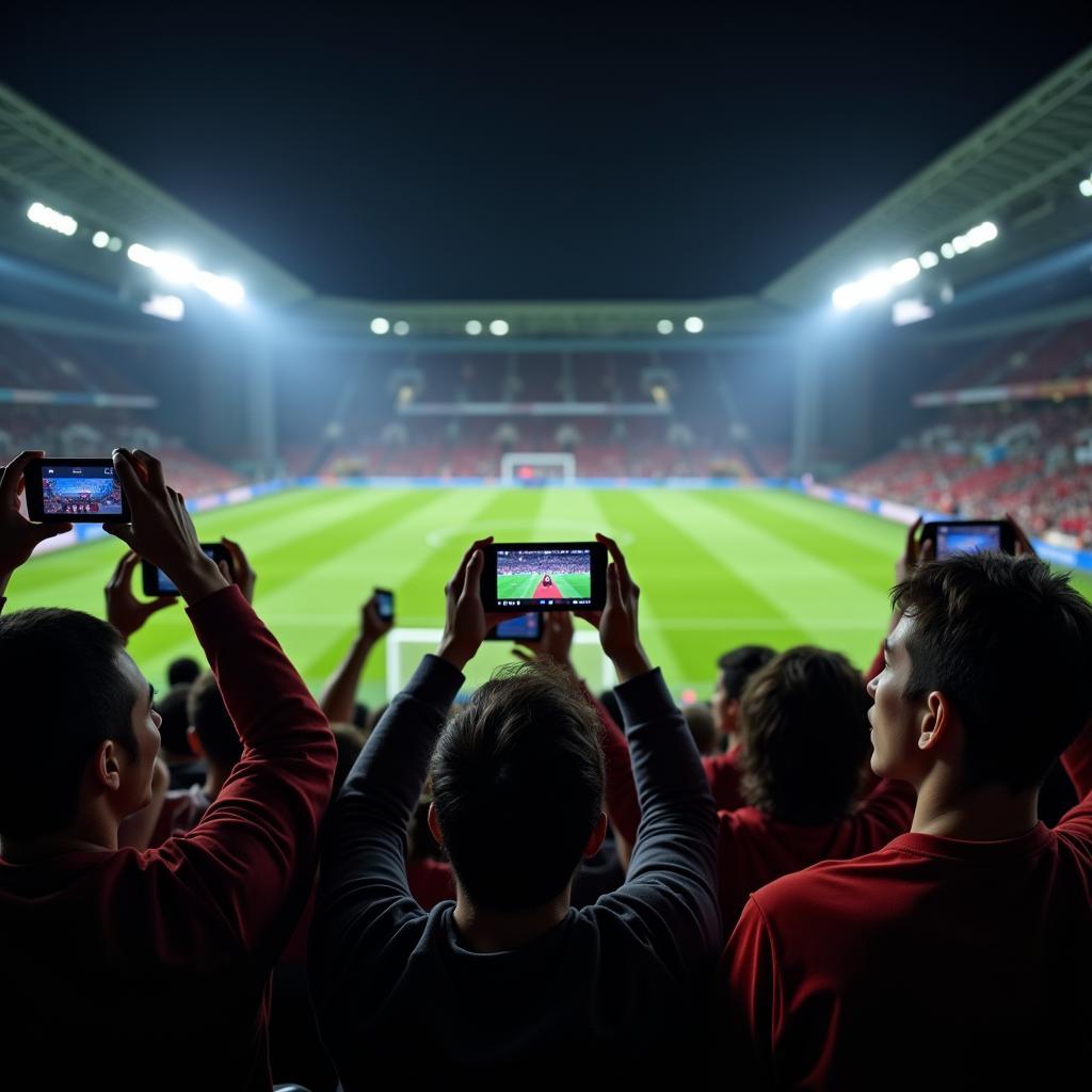 Fans using the Hobby Fan HF 740 at a football stadium