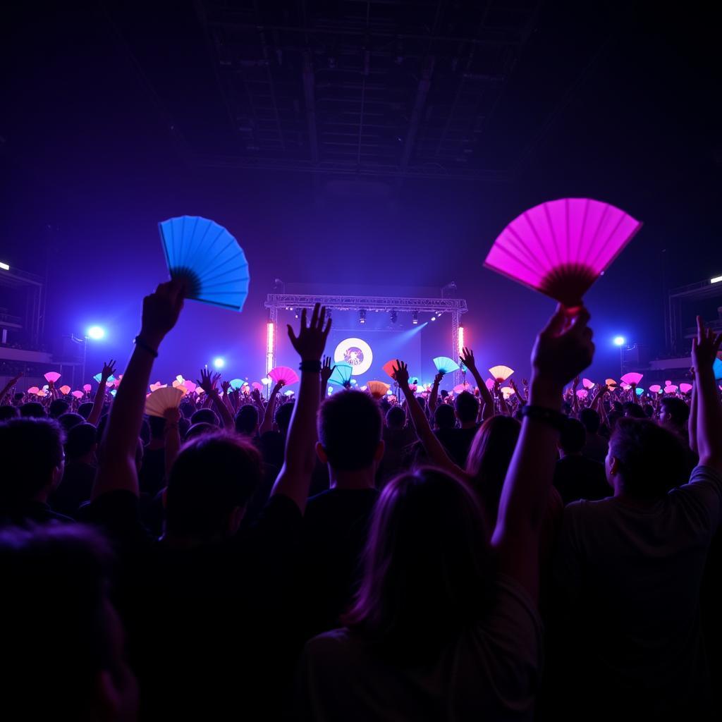 Fans Waving Cool Hand Fans at a Concert