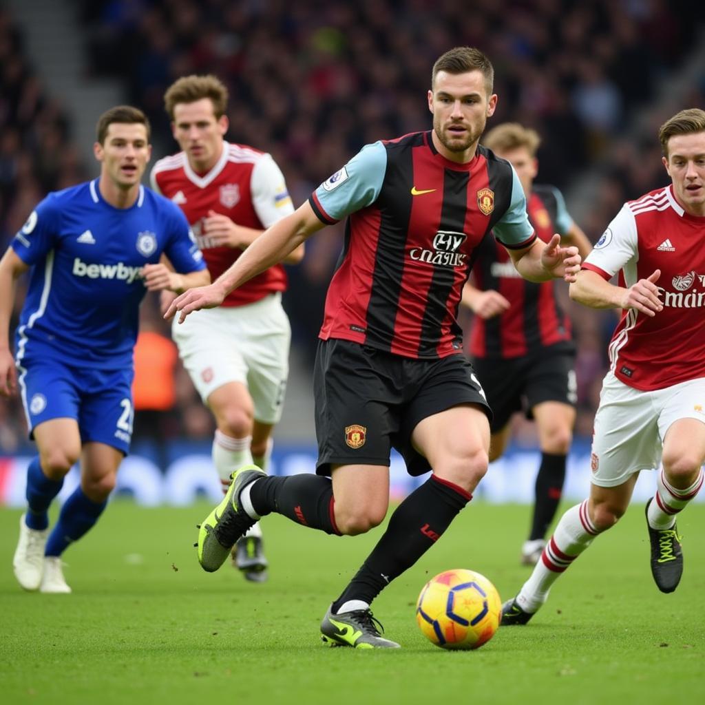 Fast-Paced Football Action in a Premier League Match