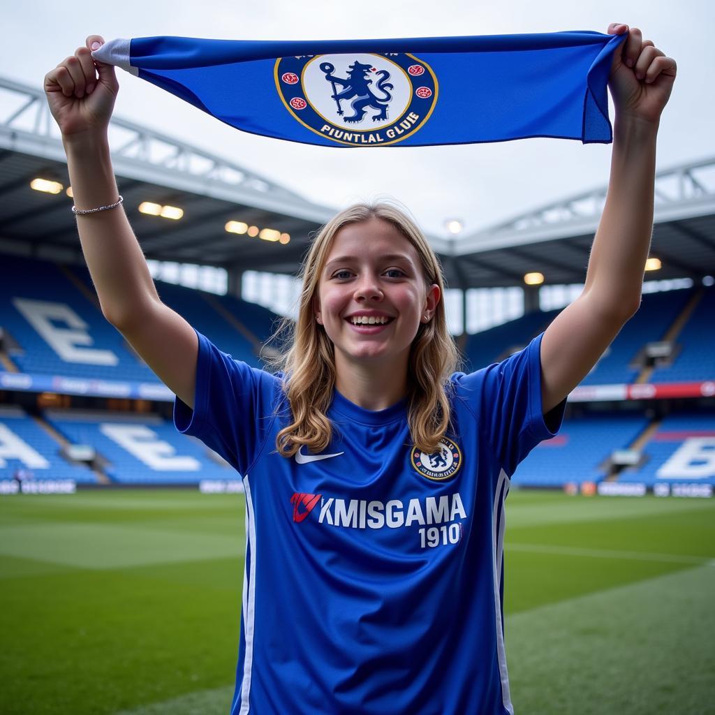 Female Chelsea Fan at Stamford Bridge