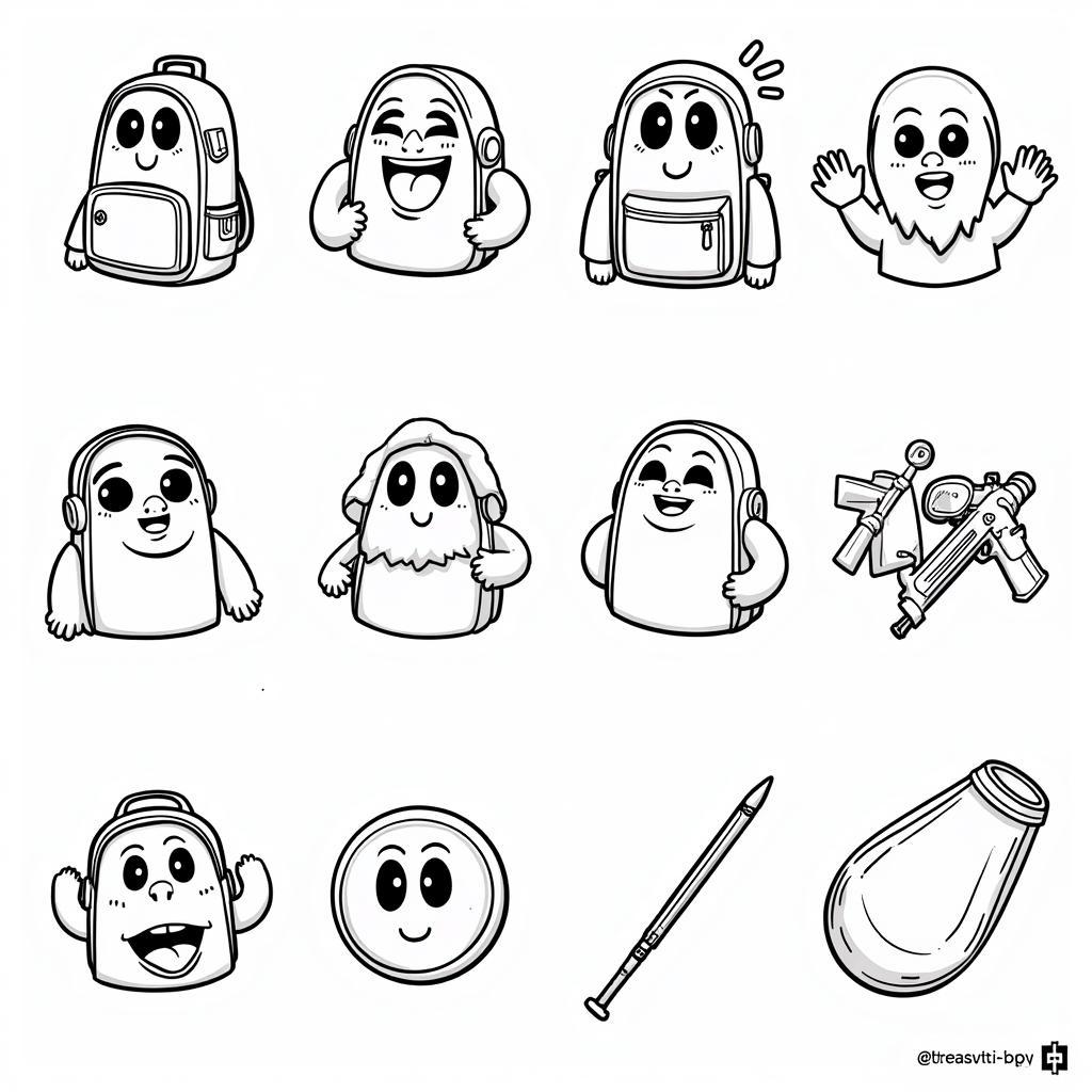 Free Fire Fan Coloring Page: Emotes and Items