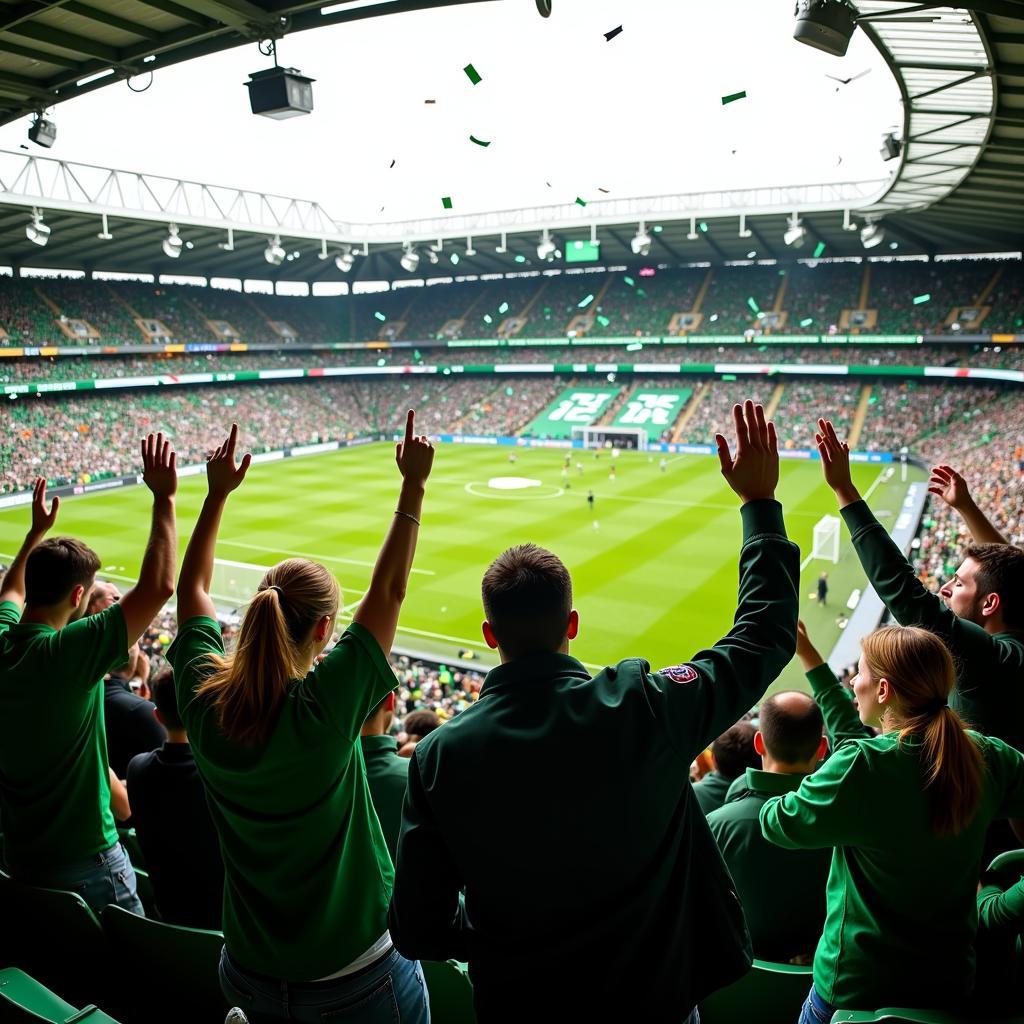 Irish Fans Celebrating a Victory Singing The Fields of Athenry