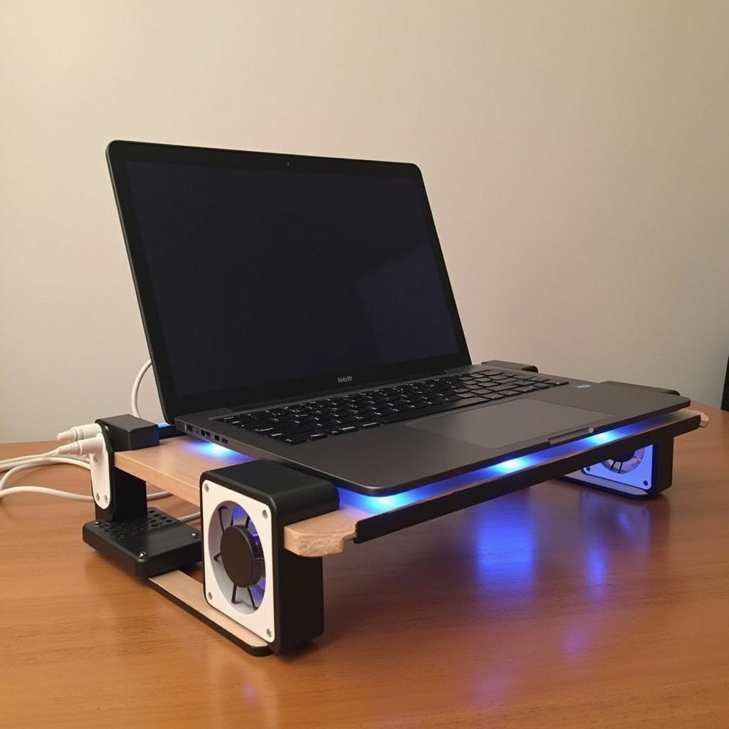 Finished DIY Laptop Cooler in Action