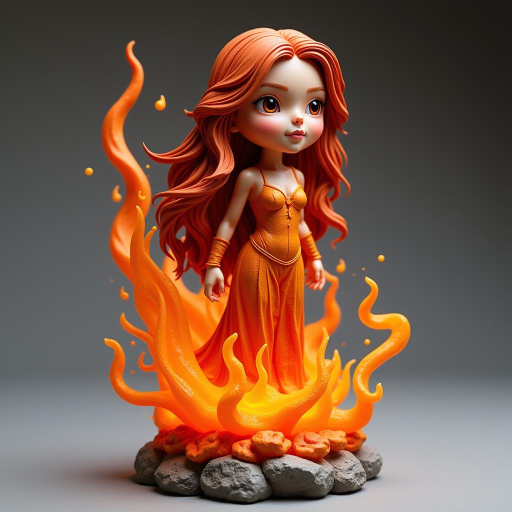 Flame Princess Sculpture - Fiery Clay