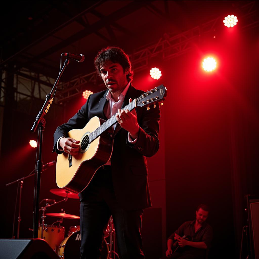 Flamenco Guitarist Performing on Stage