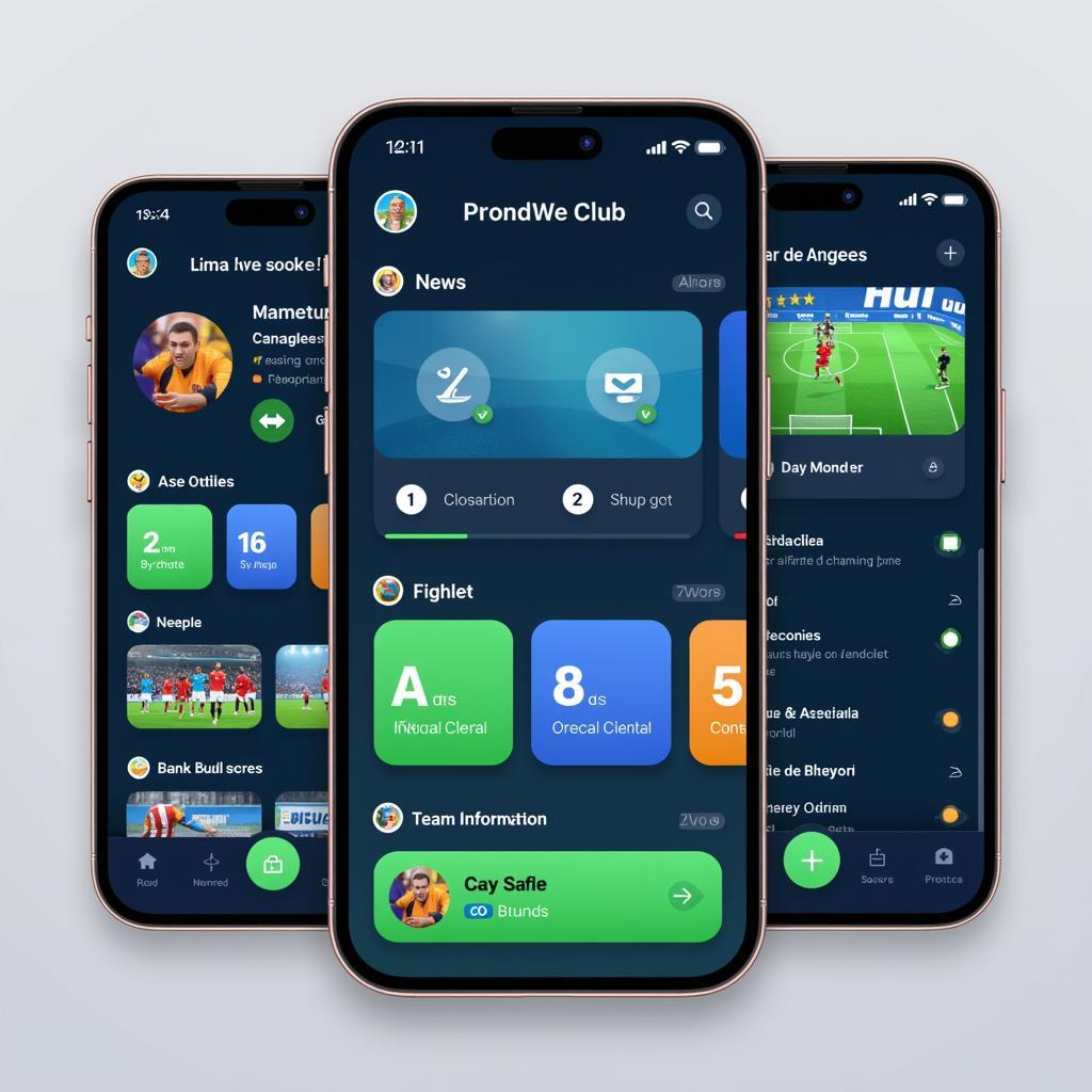 Flat Design Football App Interface:  Modern UI/UX in a football club app