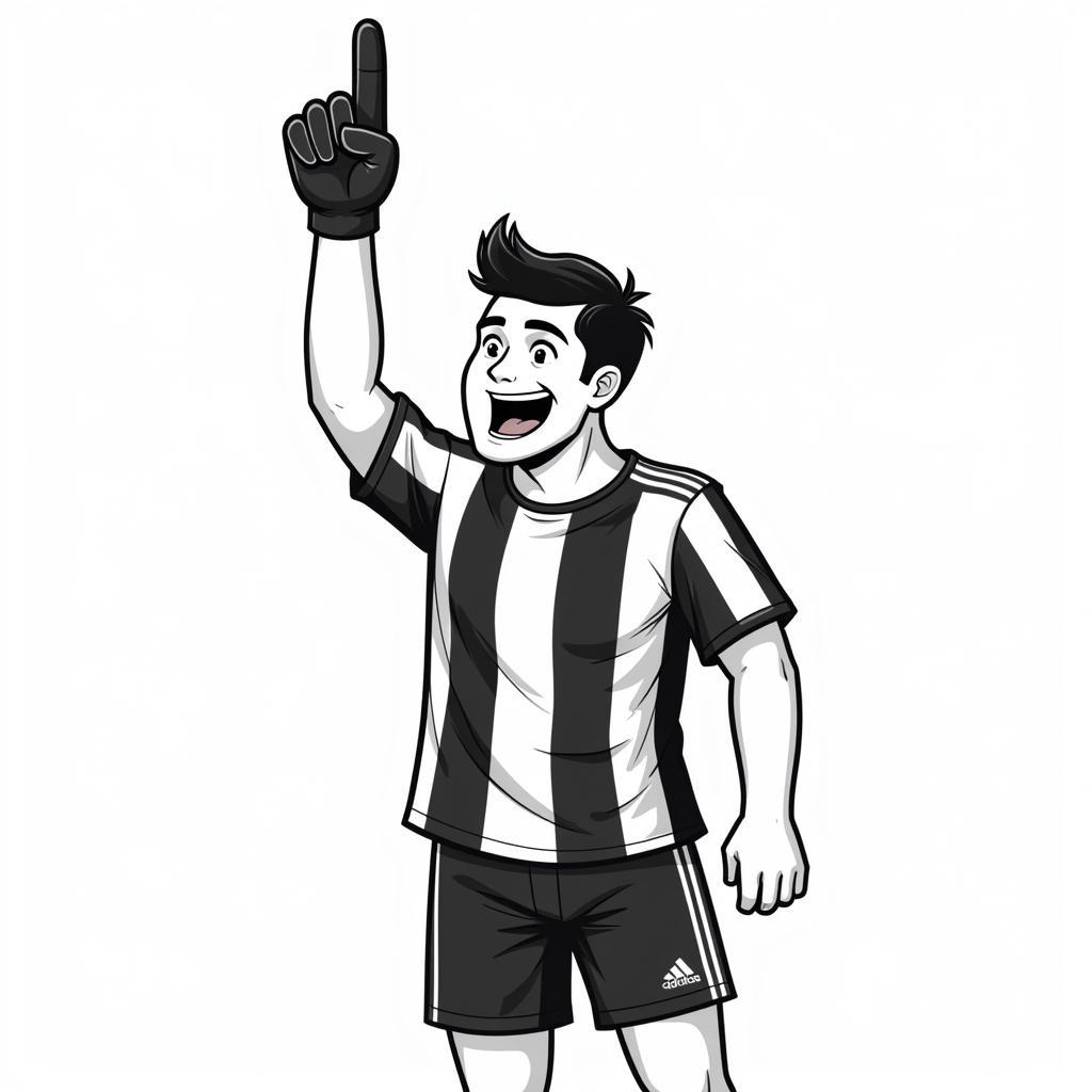 Football Fan Black and White Clipart