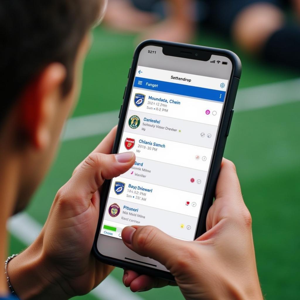 Football fan using calendar app to schedule matches