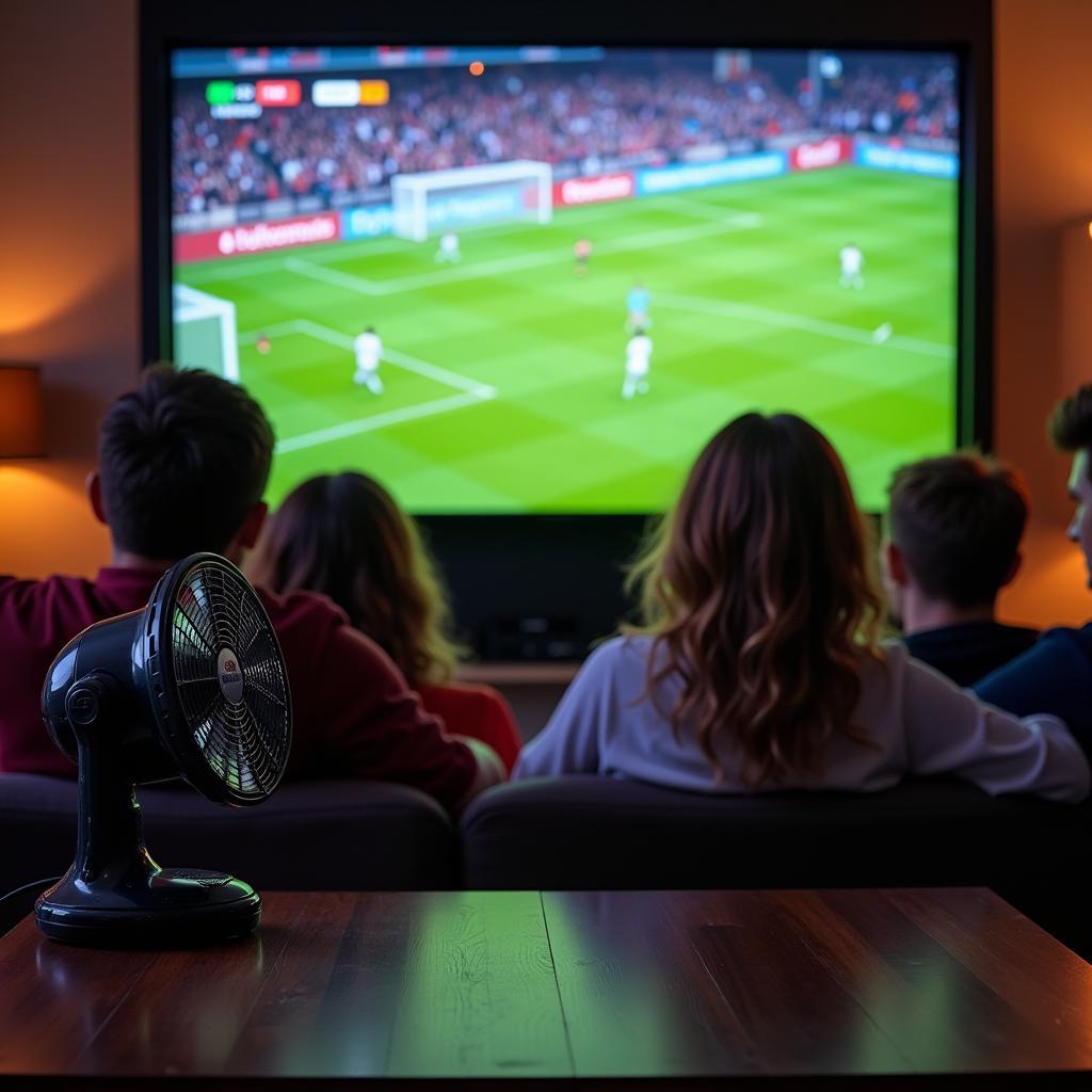 Football Fan Enjoying Game With Mini Fan