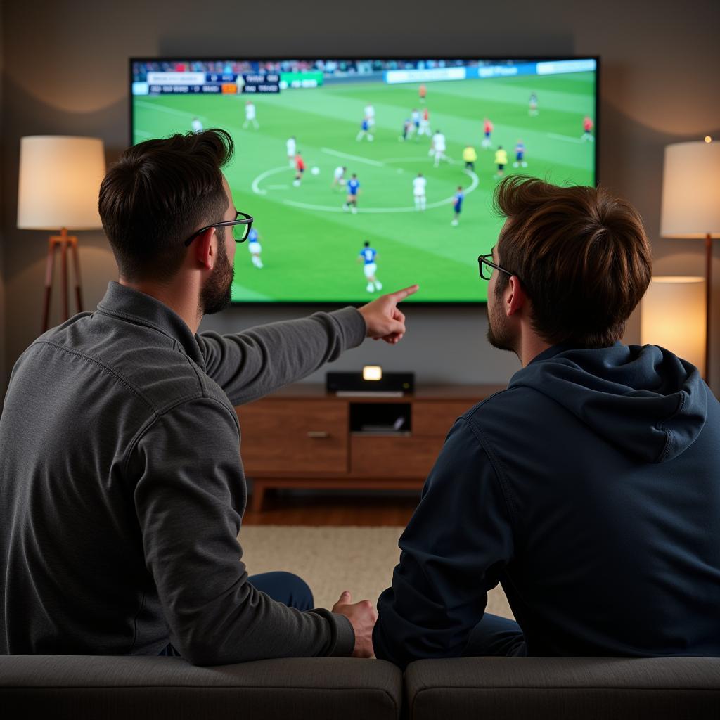 Football Fan Explaining the Game to Partner