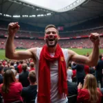 Football Fan Passionately Cheering