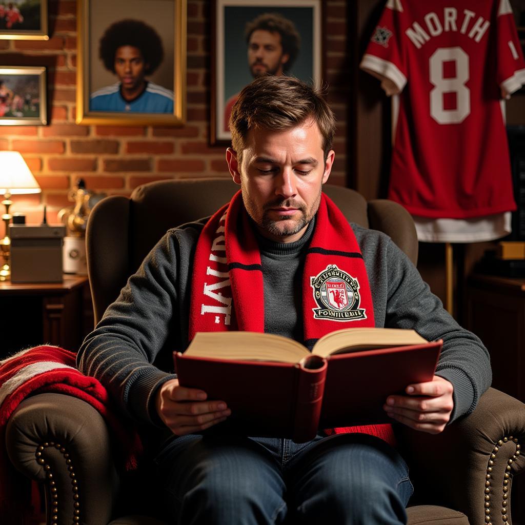 Football Fan Immersing in Team History