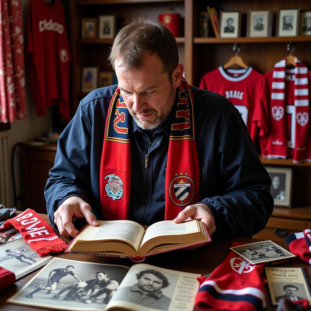 Football Fan Researching Team History