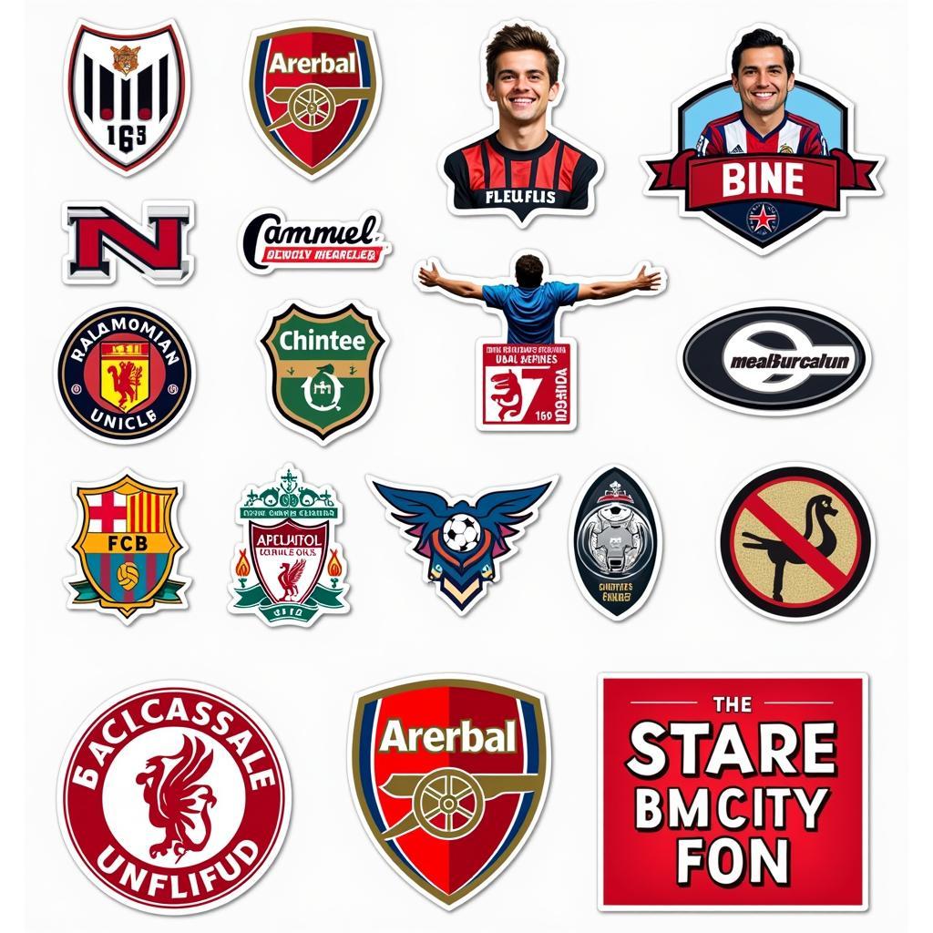 Football Fan Sticker Variety showcasing different designs and sizes.