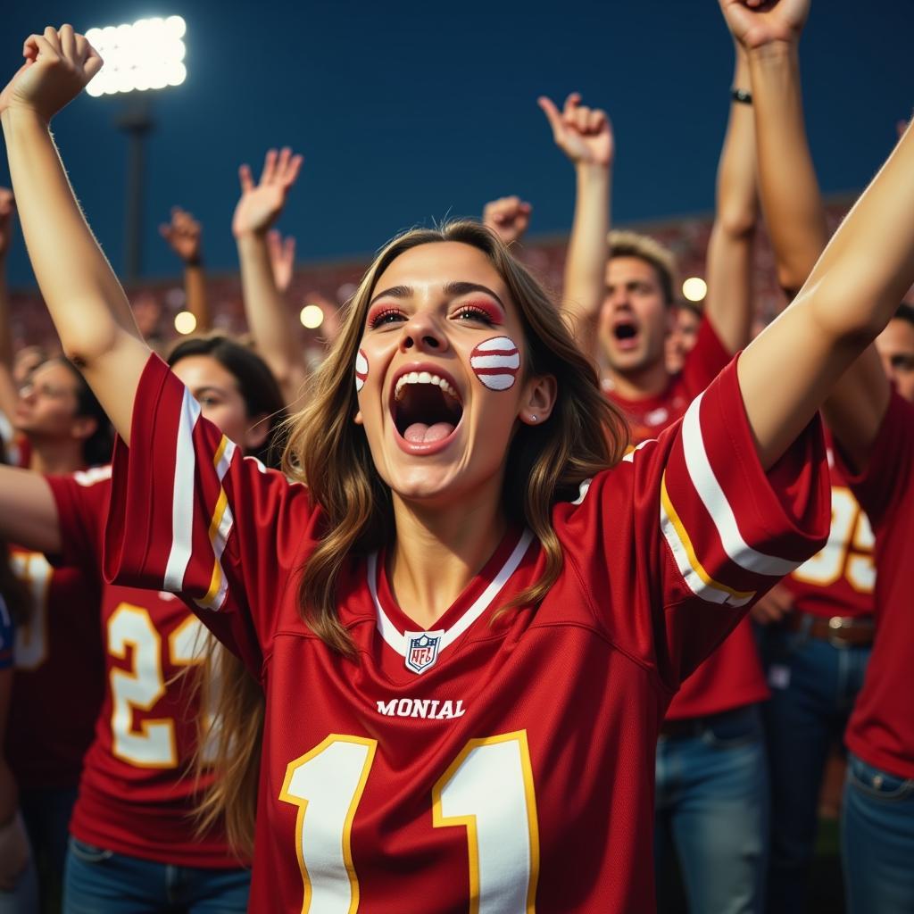 Football Fangirl Cheering in Stadium