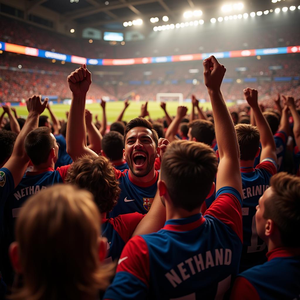 Football Fans Celebrating a Goal