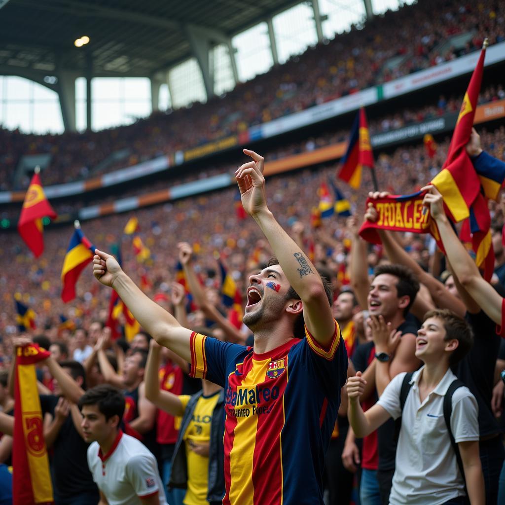 Football Fans Celebrating a Goal